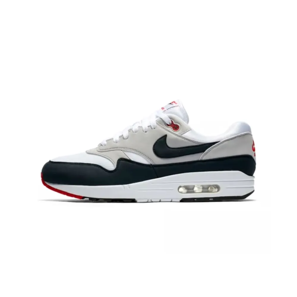 Air Max 1 Anniversary White Dark Obsidian University Red