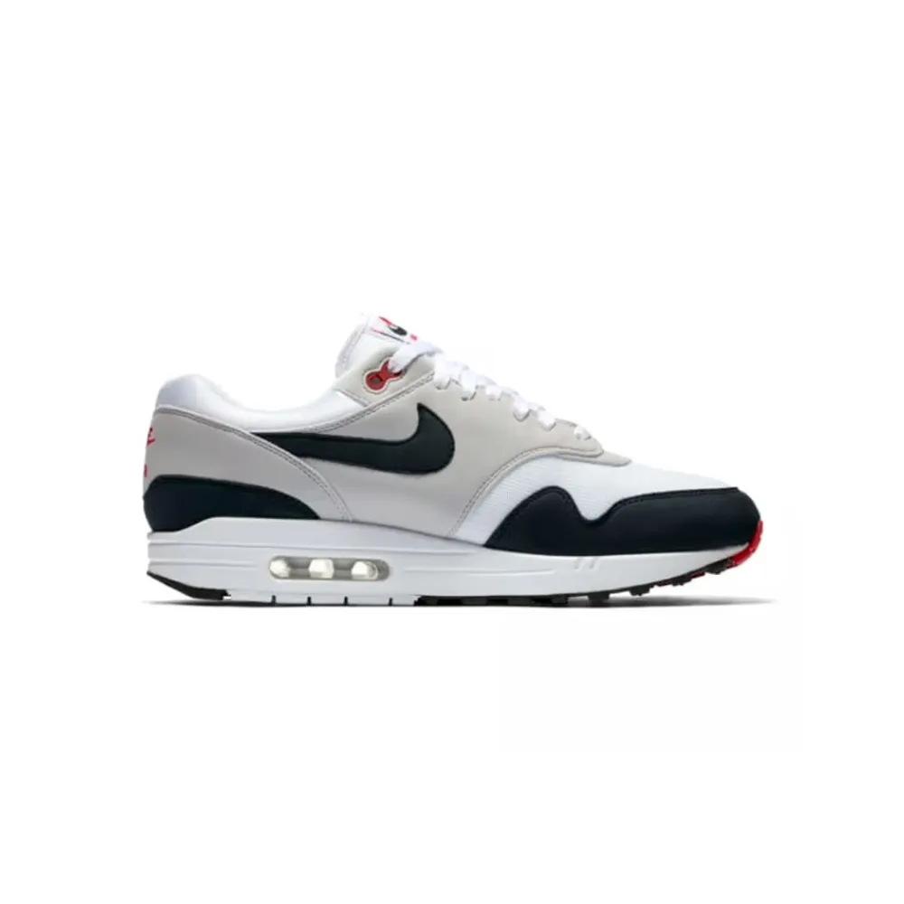 Air Max 1 Anniversary White Dark Obsidian University Red