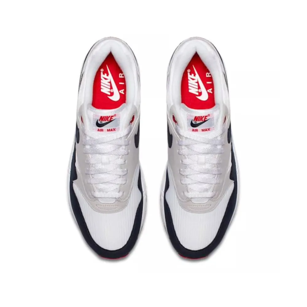 Air Max 1 Anniversary White Dark Obsidian University Red