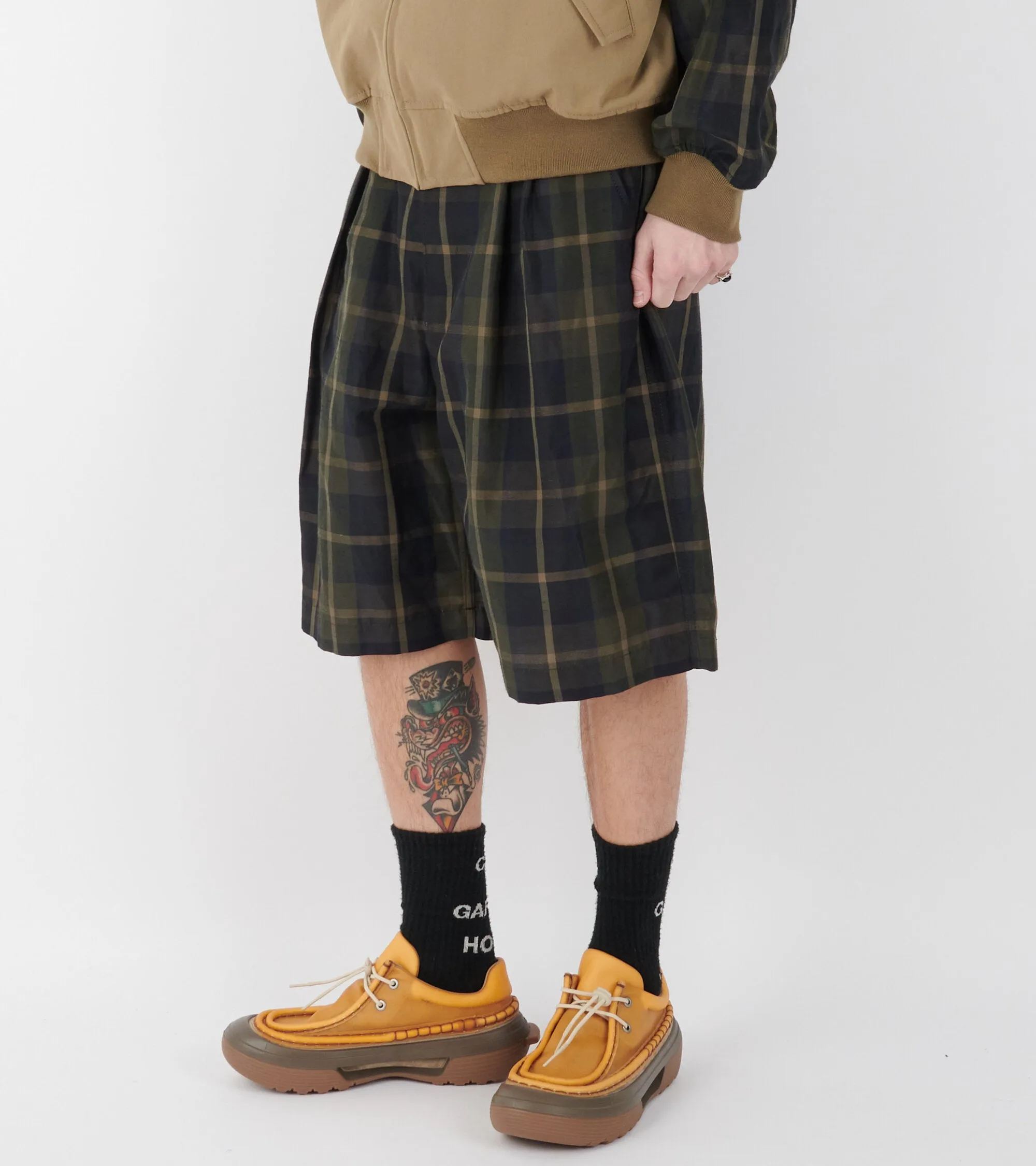 Checkered Shorts Navy/Olive Green