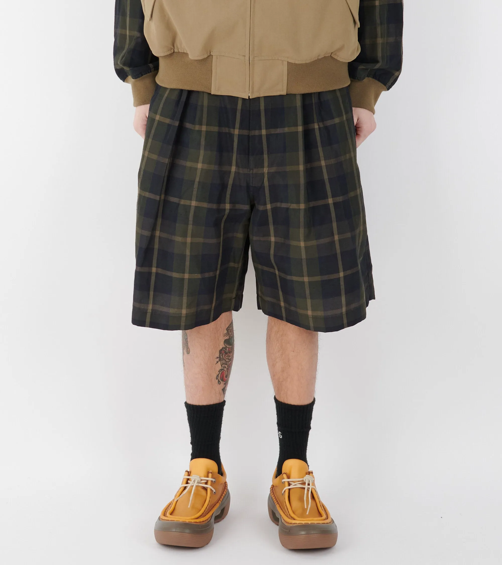 Checkered Shorts Navy/Olive Green