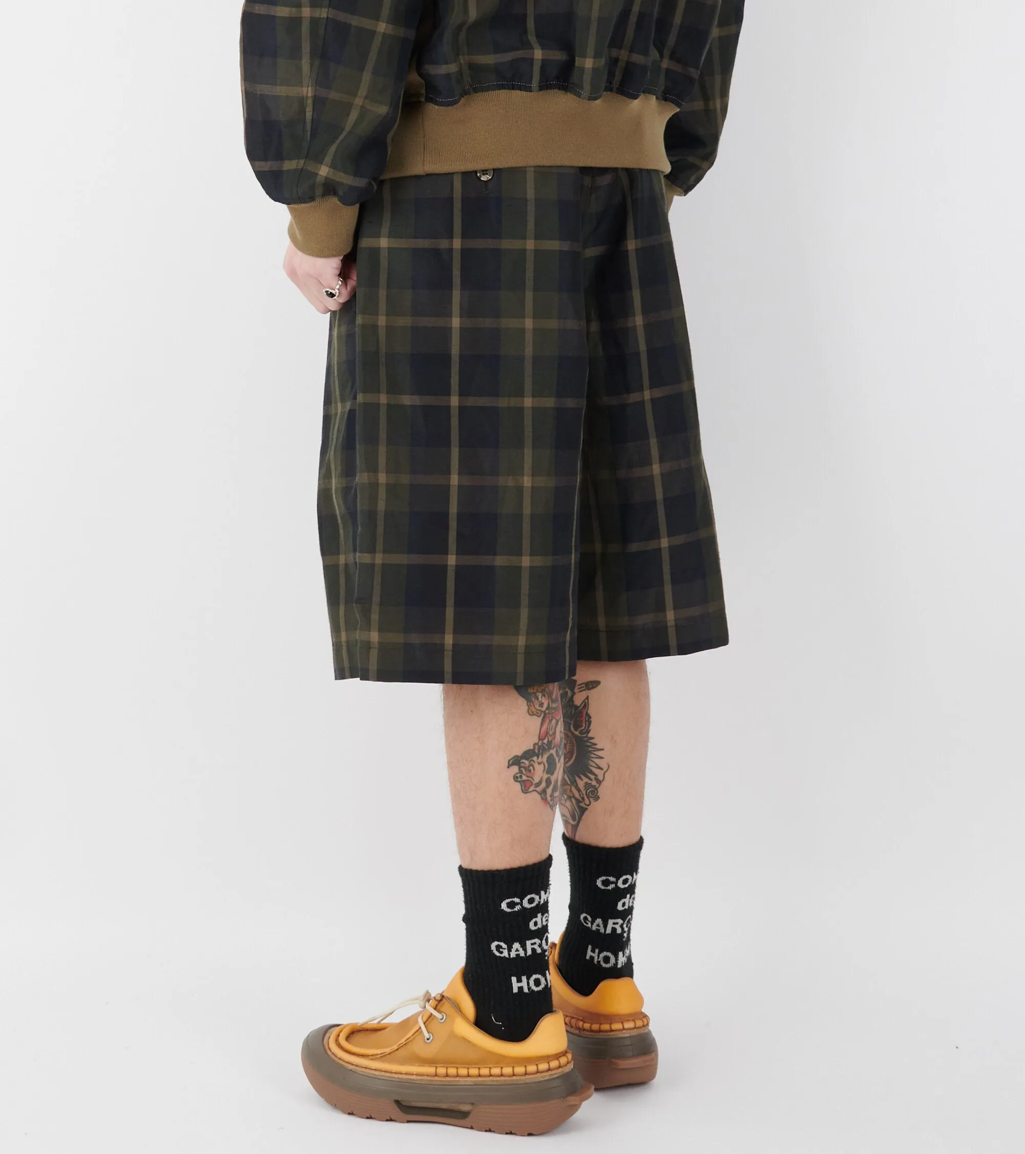 Checkered Shorts Navy/Olive Green