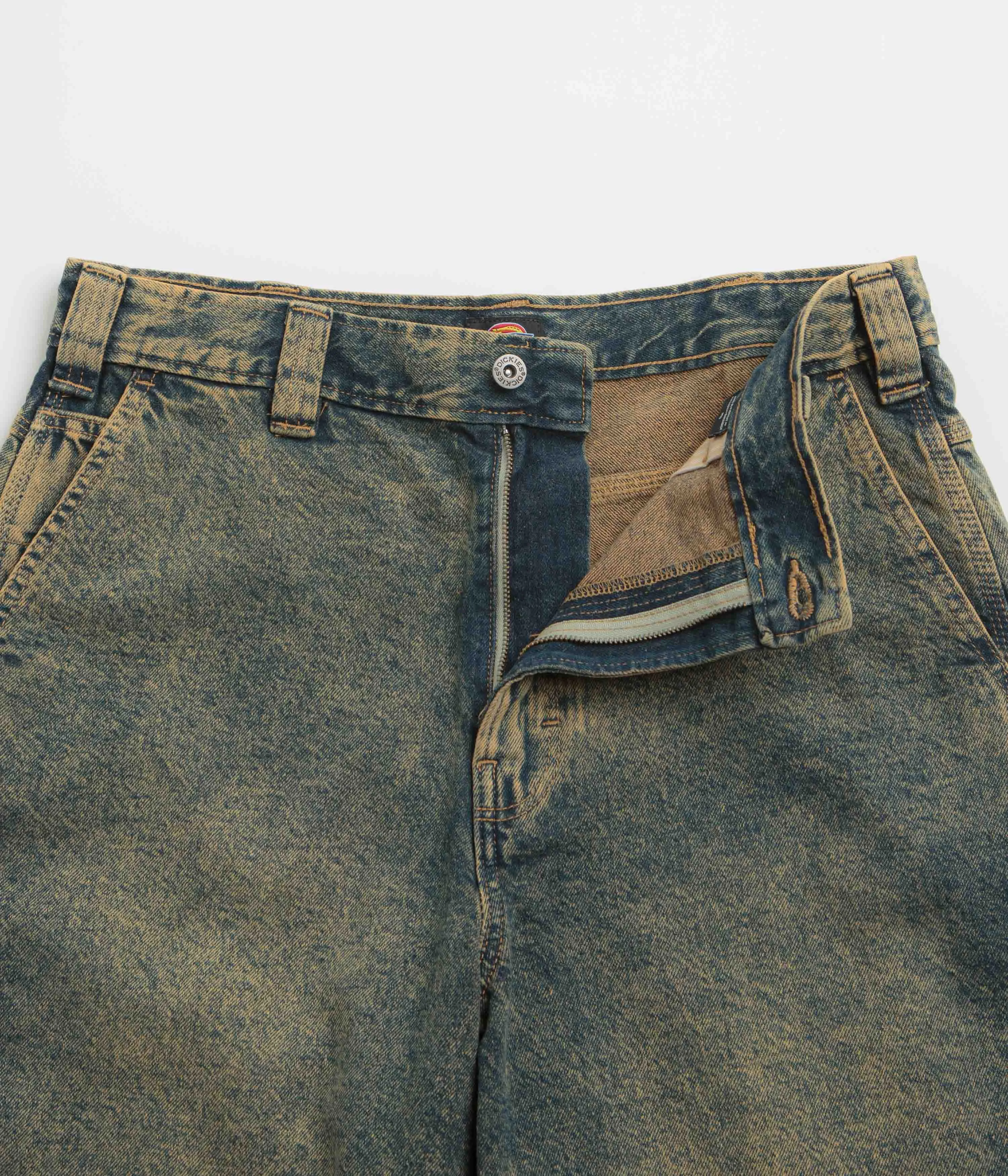 Dickies Madison Denim Shorts - Yellow Fade Indigo
