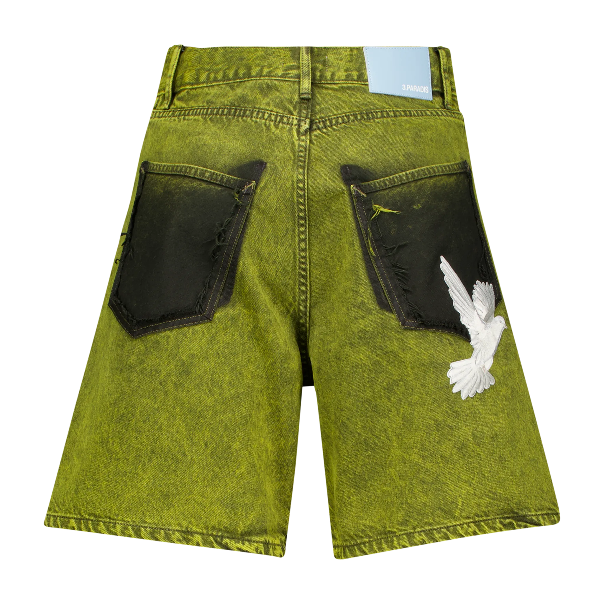 Embroidered Dove @ Back Denim Shorts