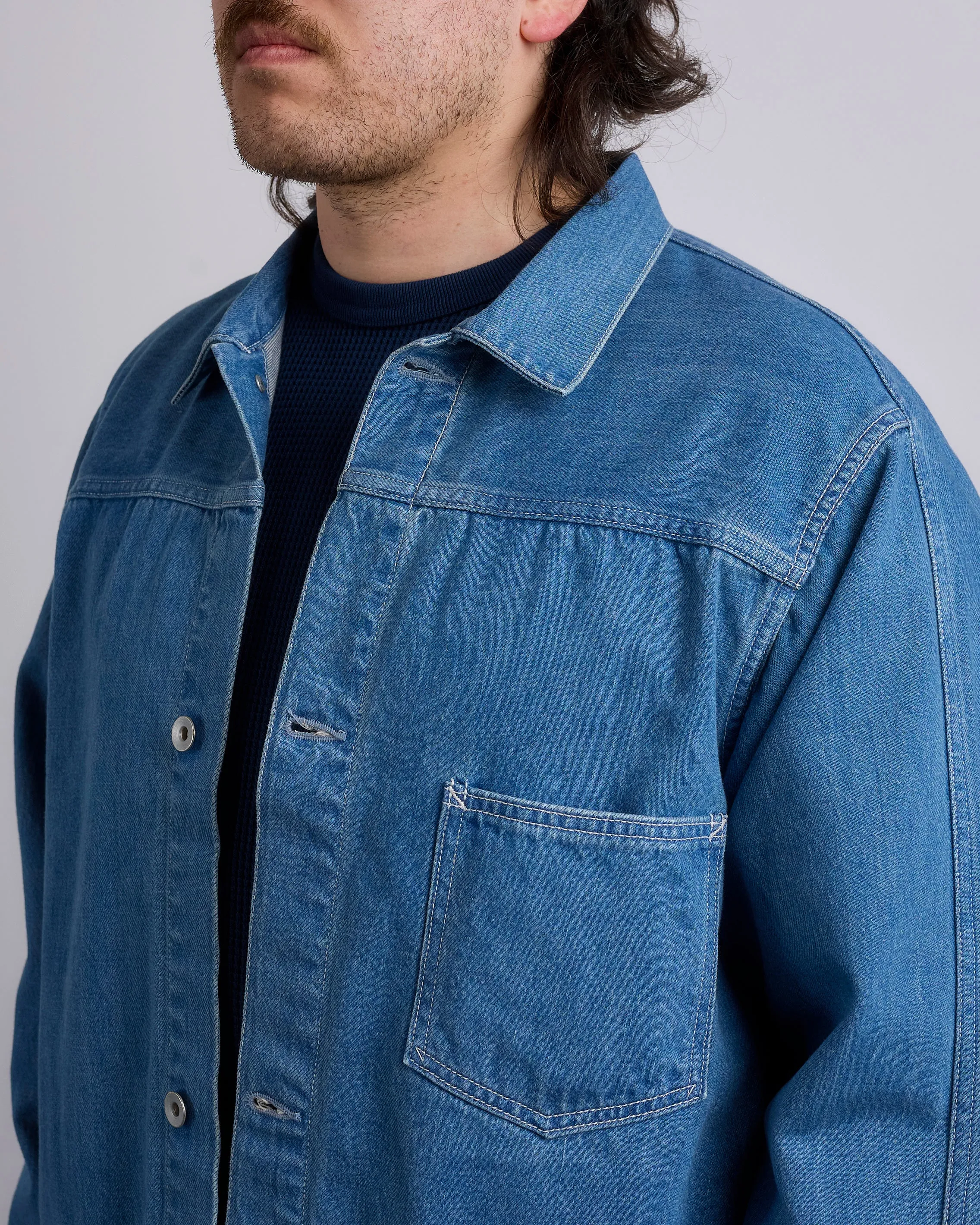 nanamica Short Denim Slub Yarn Jacket Light Indigo