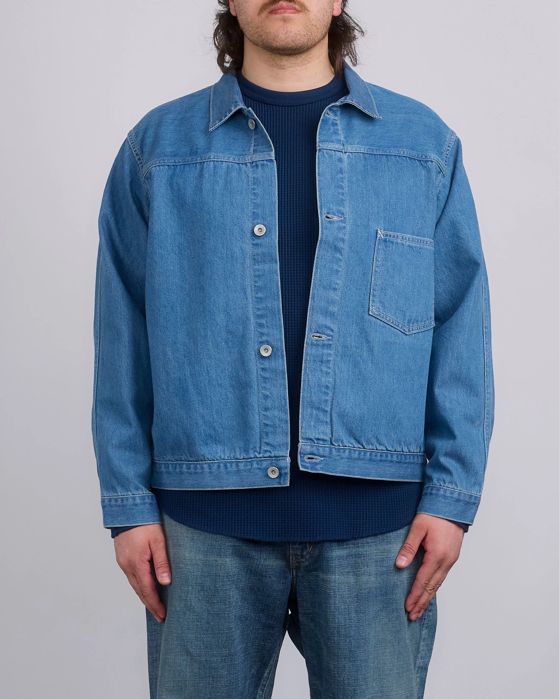 nanamica Short Denim Slub Yarn Jacket Light Indigo