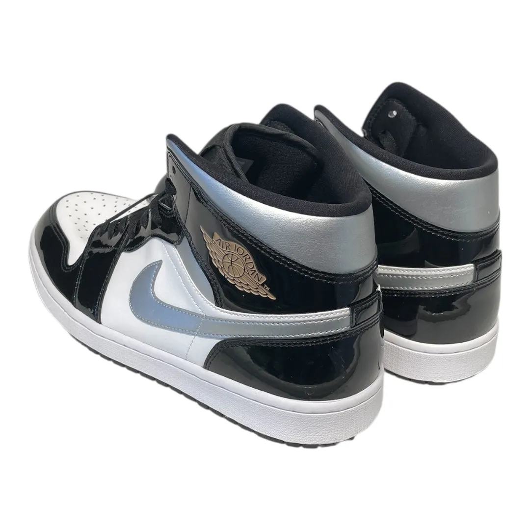 NIKE/Hi-Sneakers/US 12/Leather/BLK/METALLIC SILVER JORDAN 1 MID
