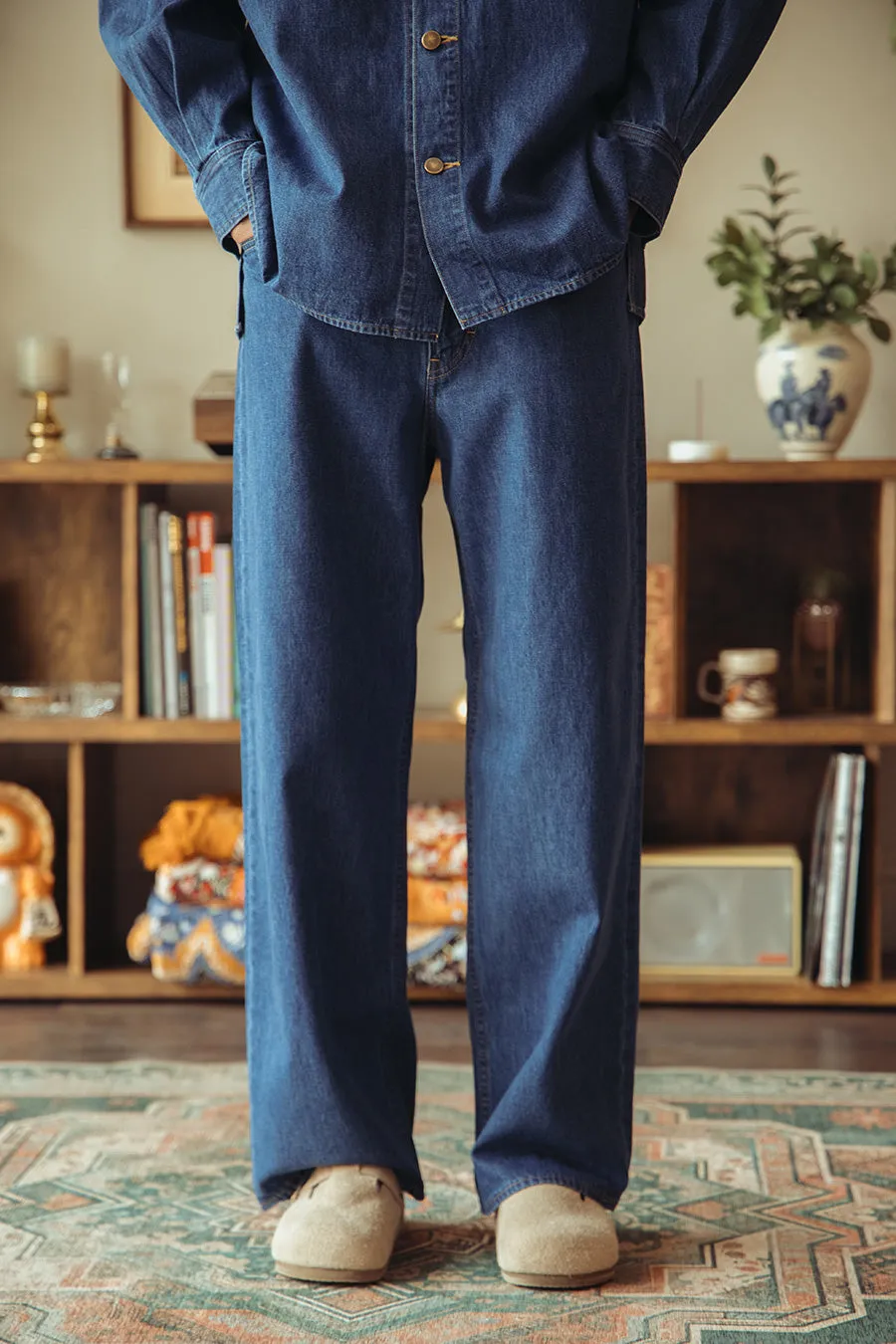 Selvedge Light oz. Denim Belted Pants - Medium Washed Indigo