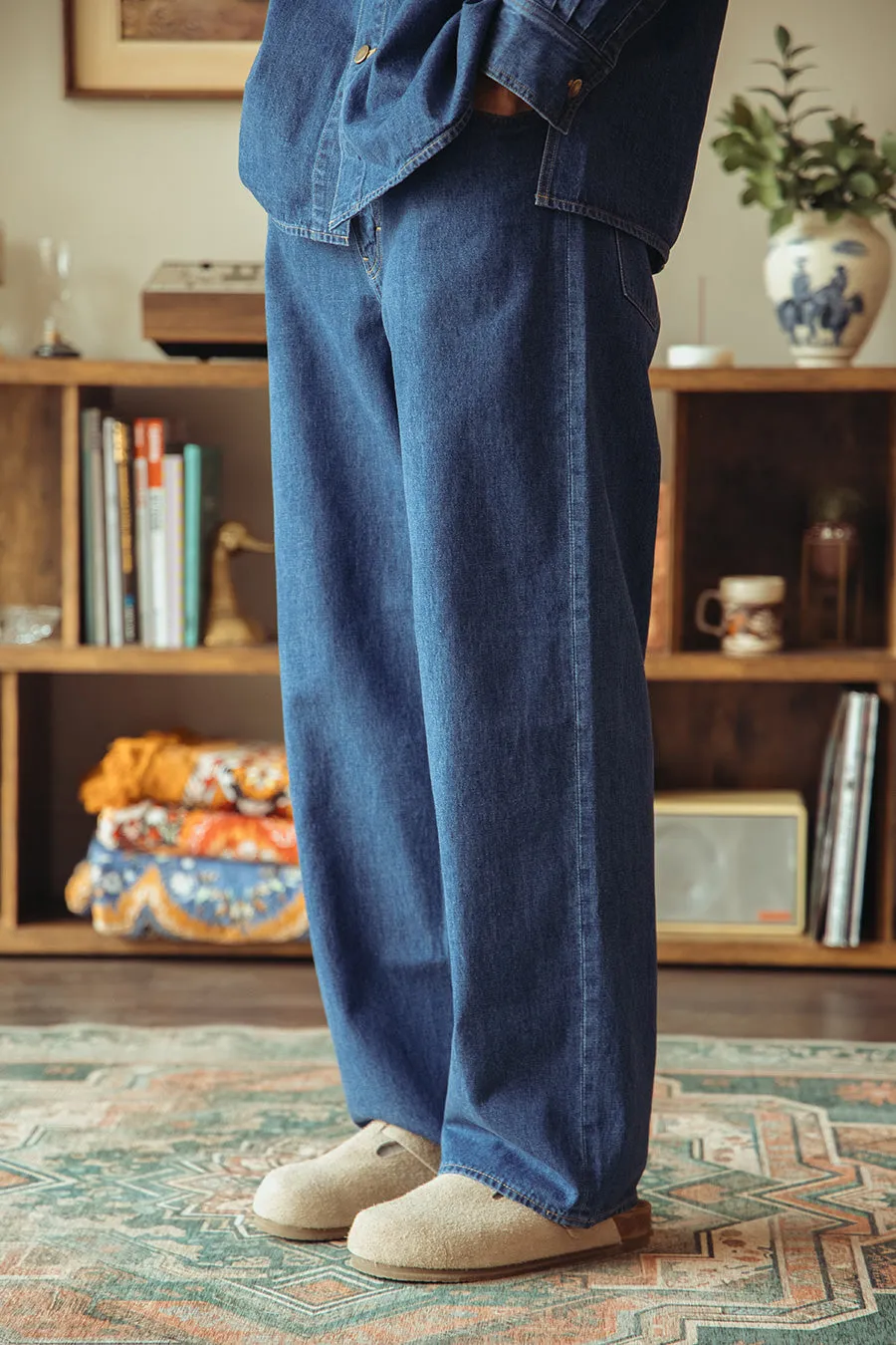 Selvedge Light oz. Denim Belted Pants - Medium Washed Indigo