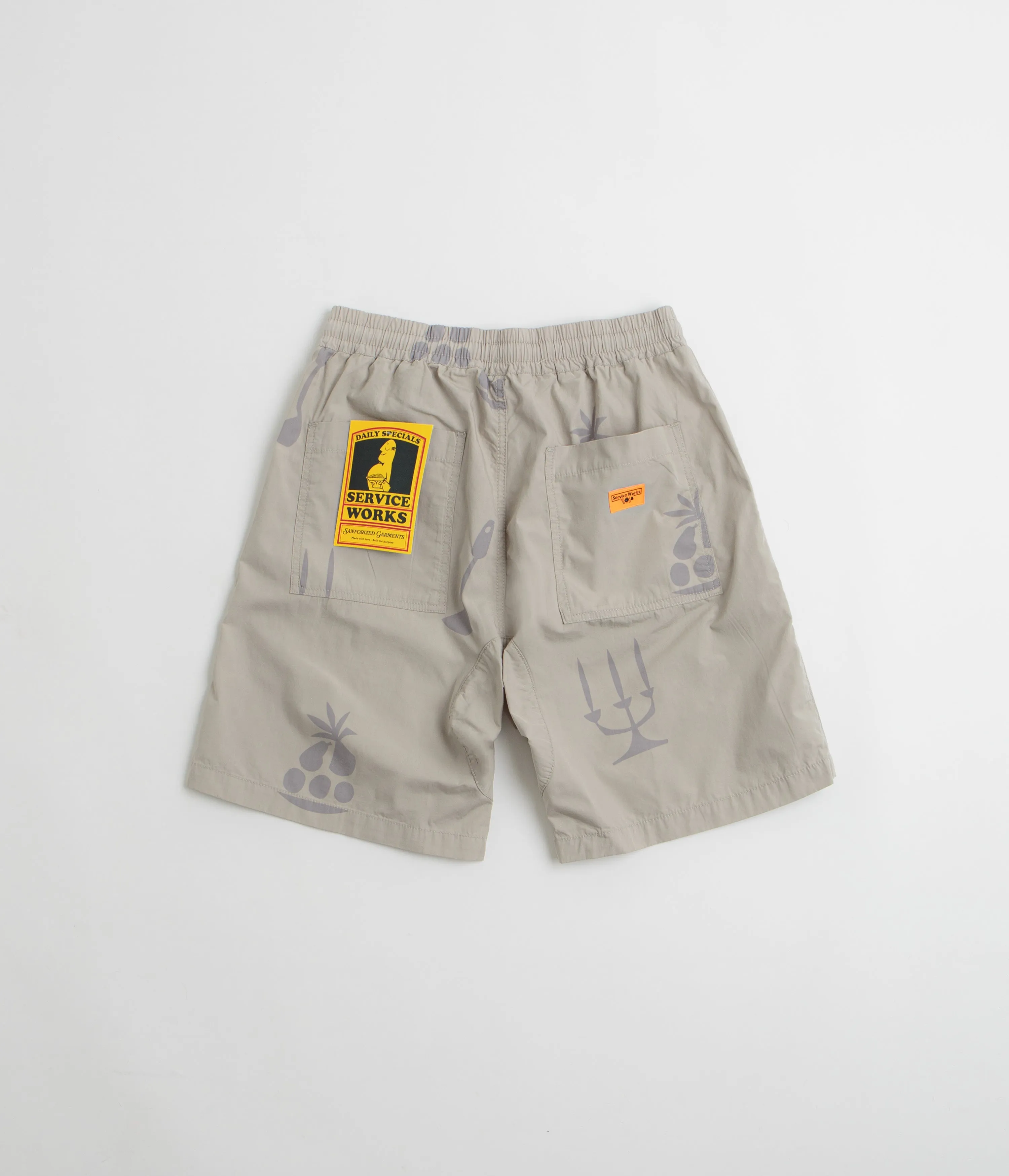 Service Works Poplin Printed Chef Shorts - Stone