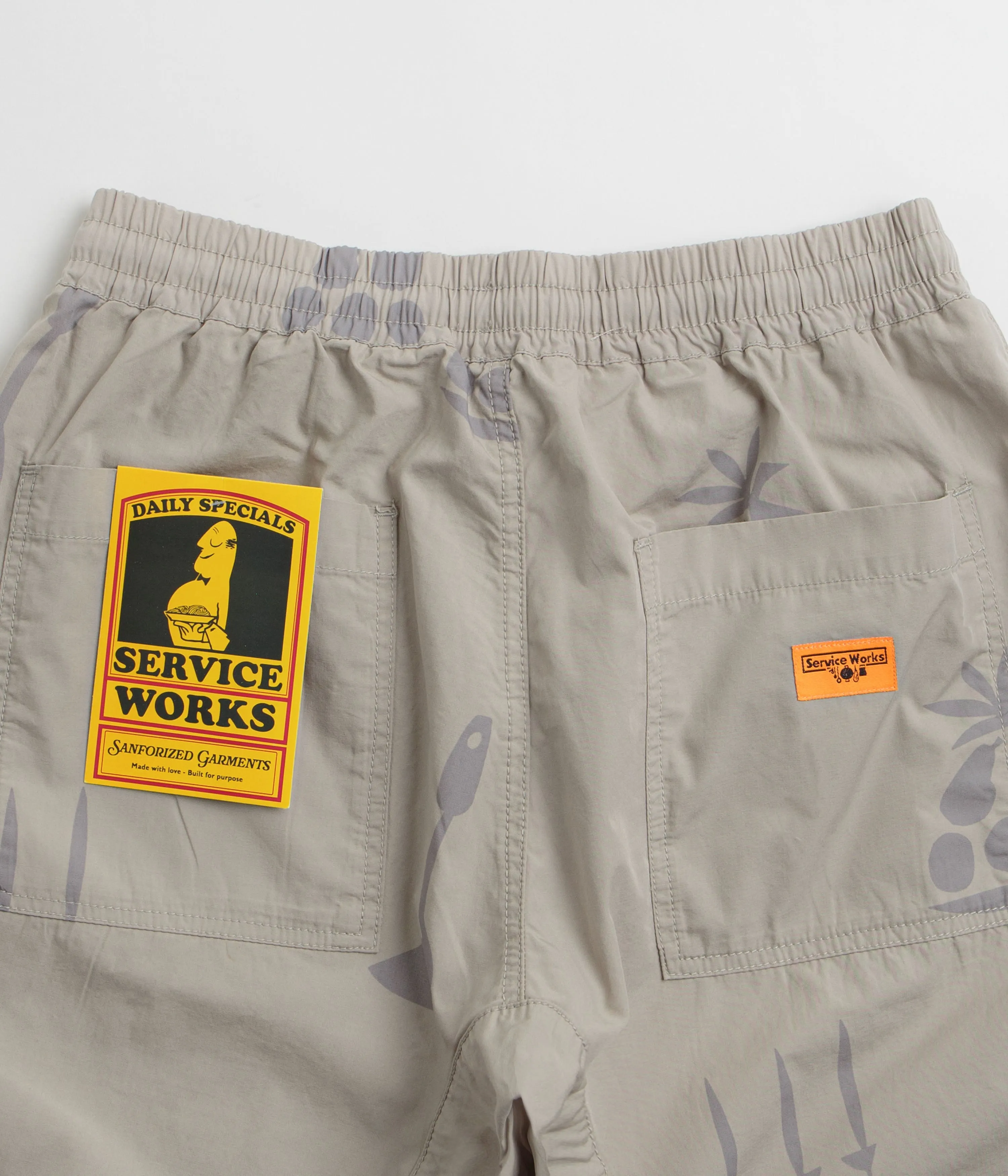 Service Works Poplin Printed Chef Shorts - Stone