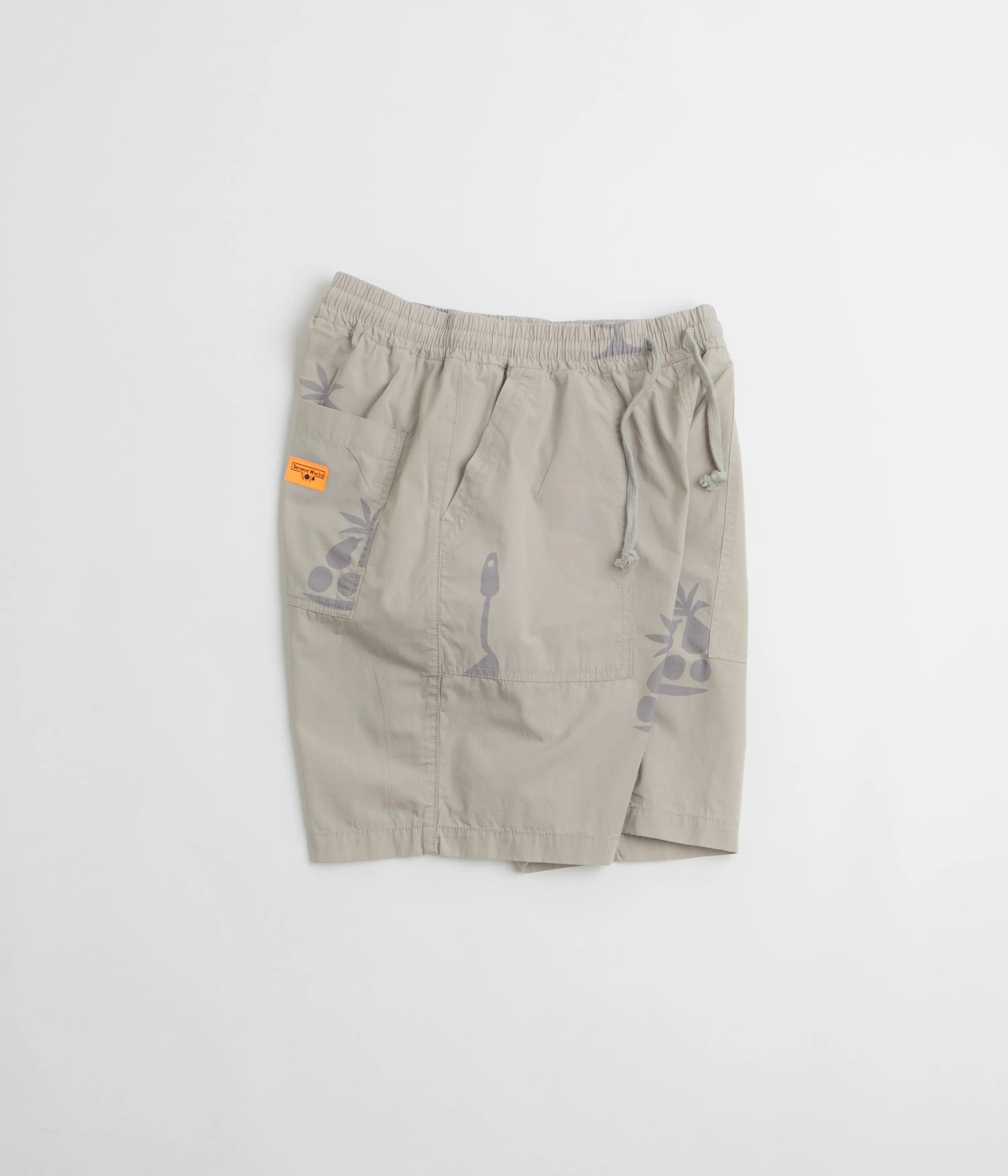 Service Works Poplin Printed Chef Shorts - Stone
