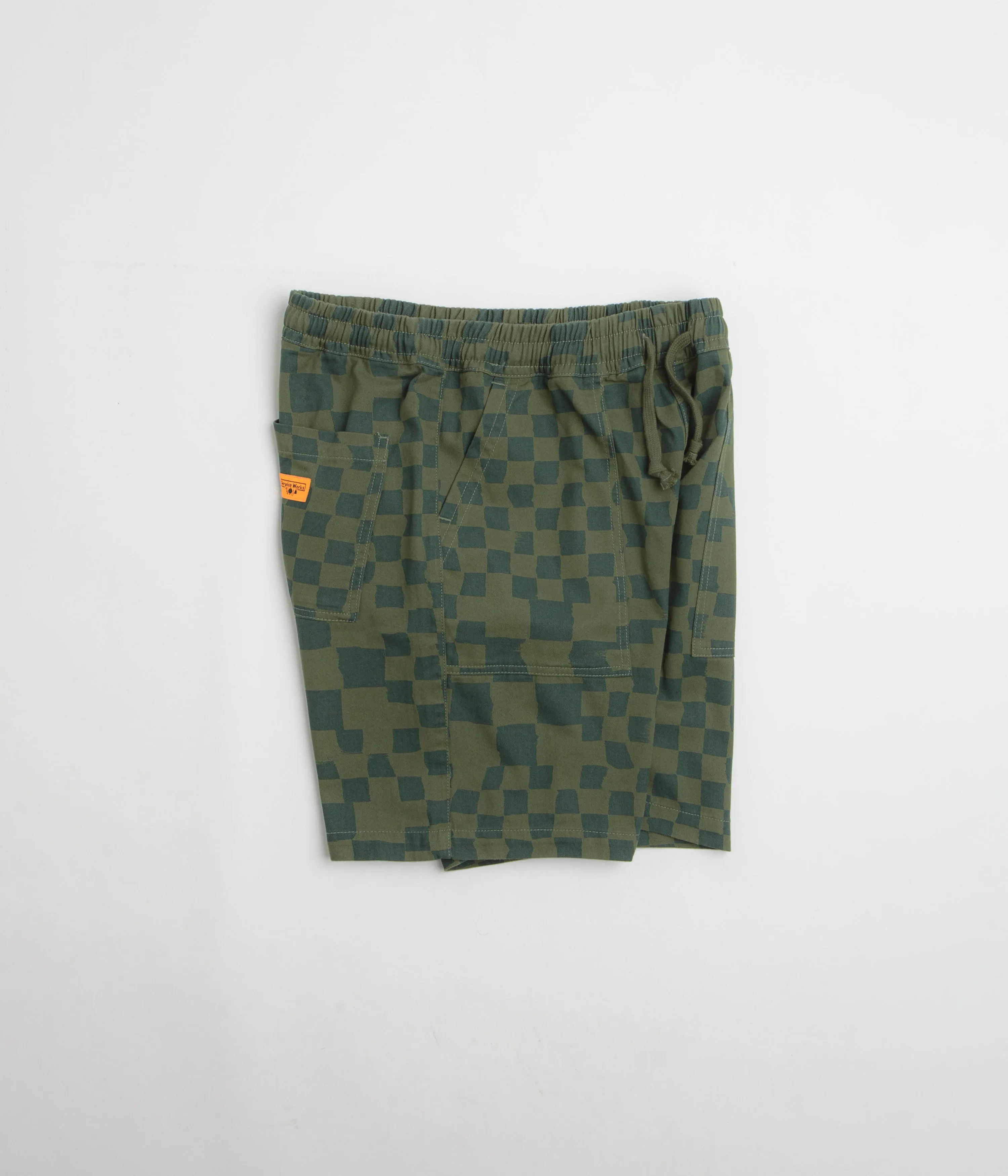 Service Works Printed Chef Shorts - Olive Checker
