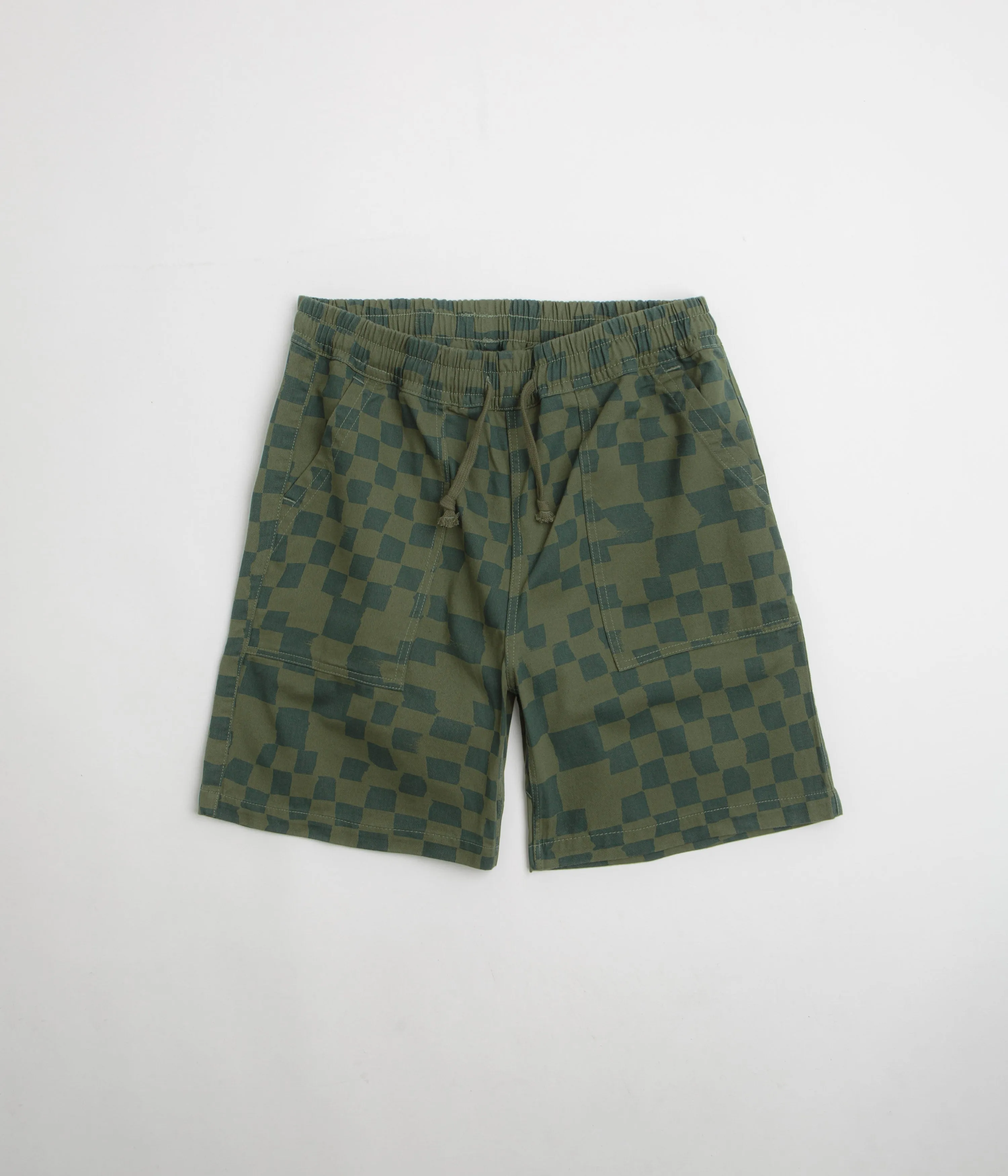 Service Works Printed Chef Shorts - Olive Checker