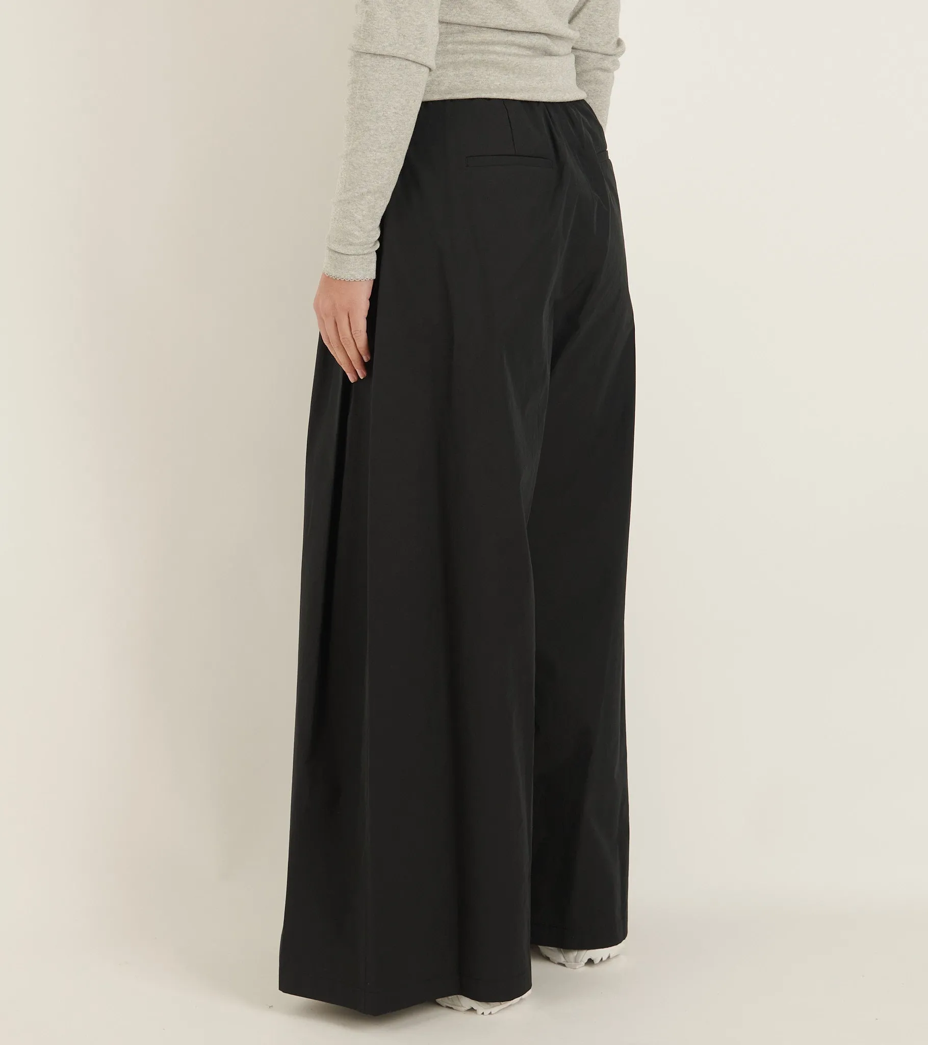 Shirring Banding Pants Black