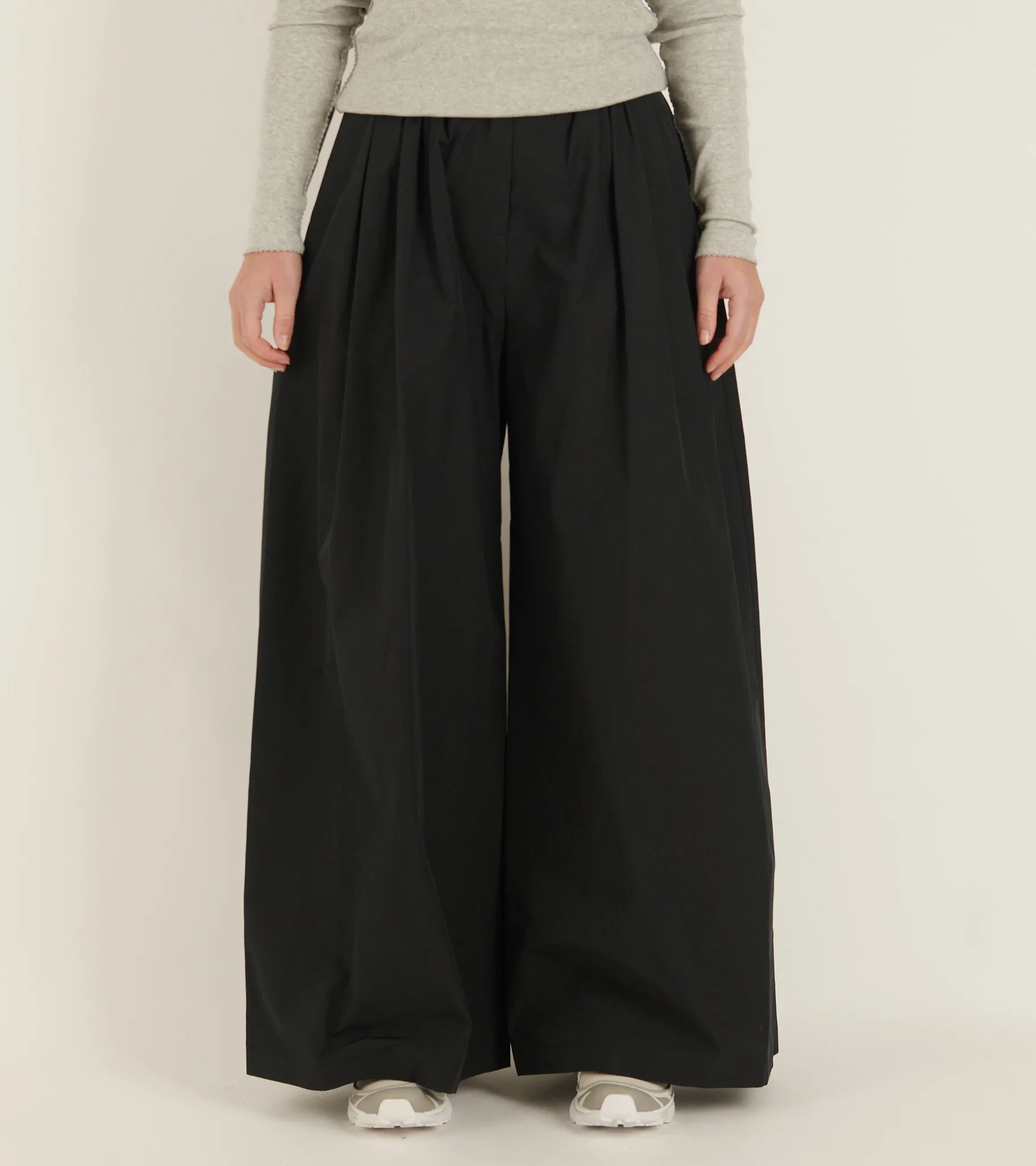 Shirring Banding Pants Black