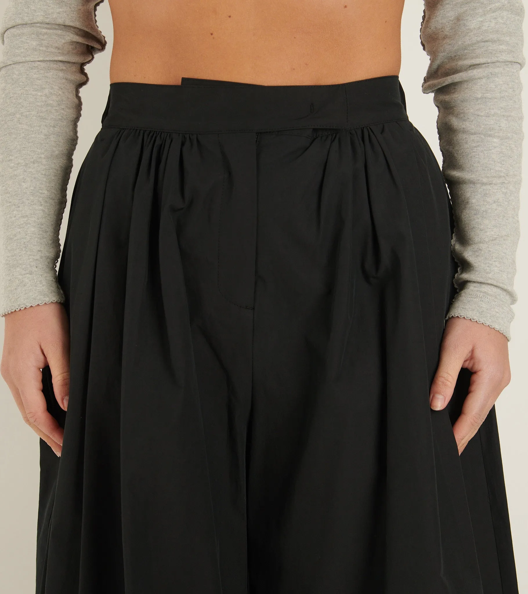 Shirring Banding Pants Black