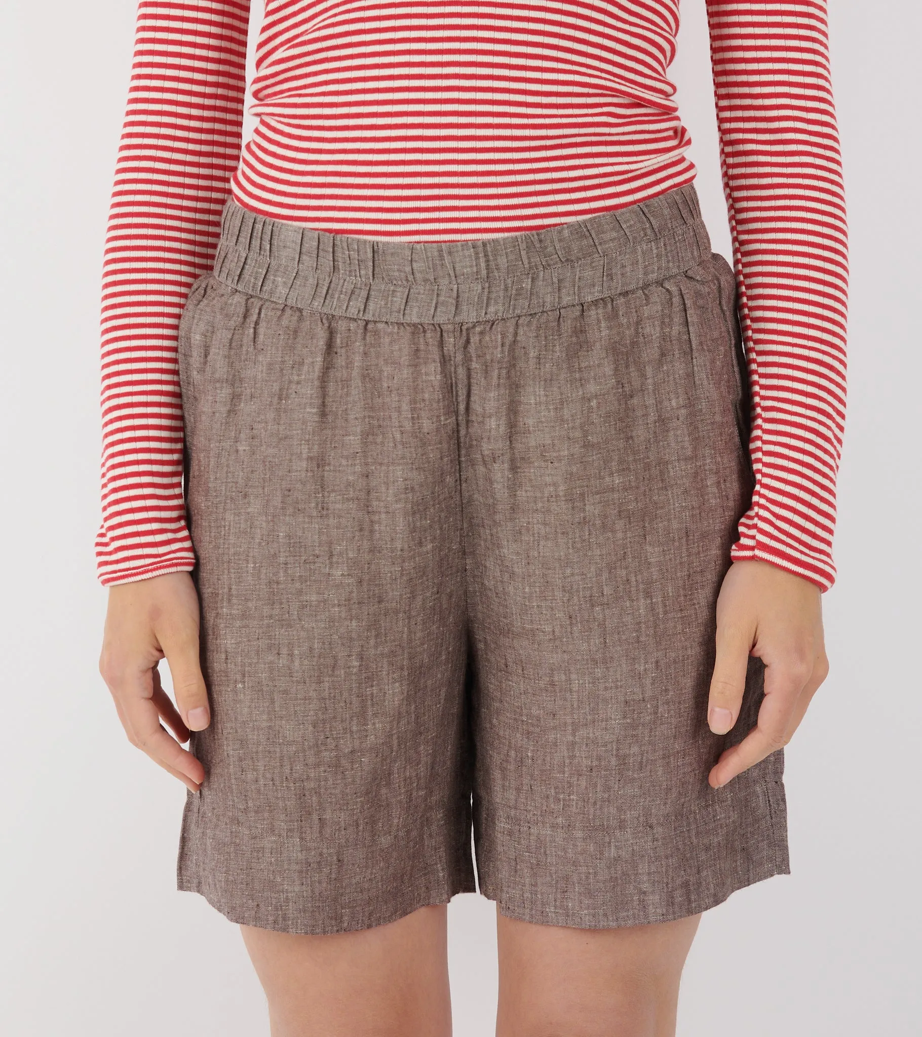 Shorts Long Linen Brown