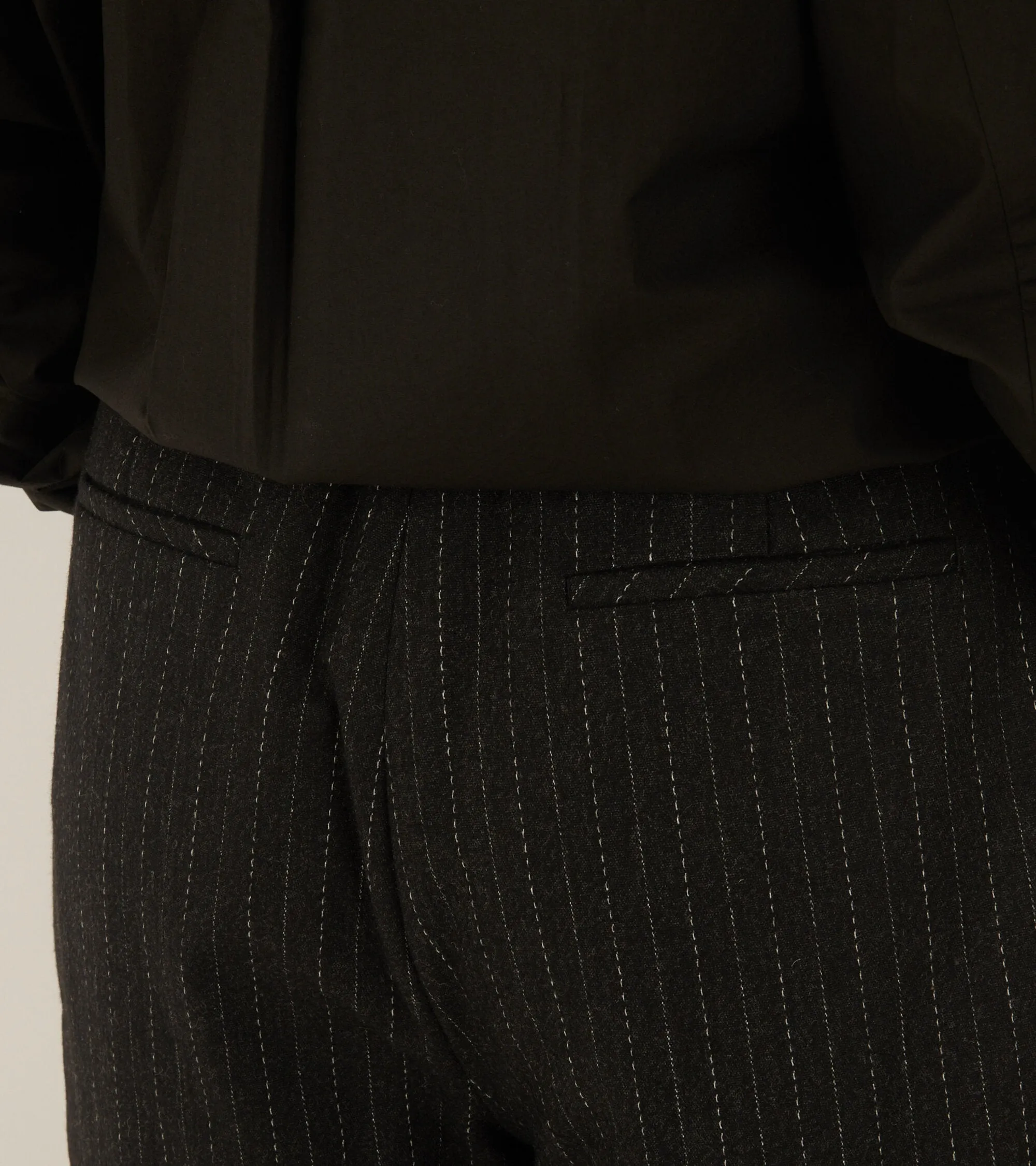 Stripe Wool Garconne Shorts Black