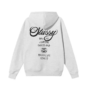 Stssy World Tour Hoodie Ash Heather