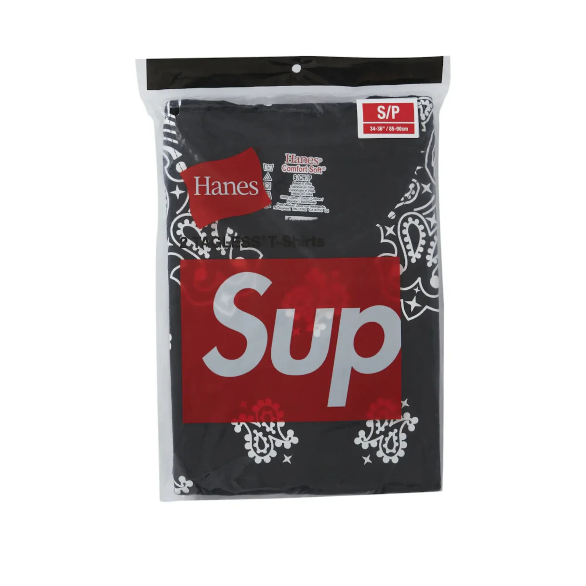 Supreme Hanes Bandana Tagless T-shirt (2 stk.) Black