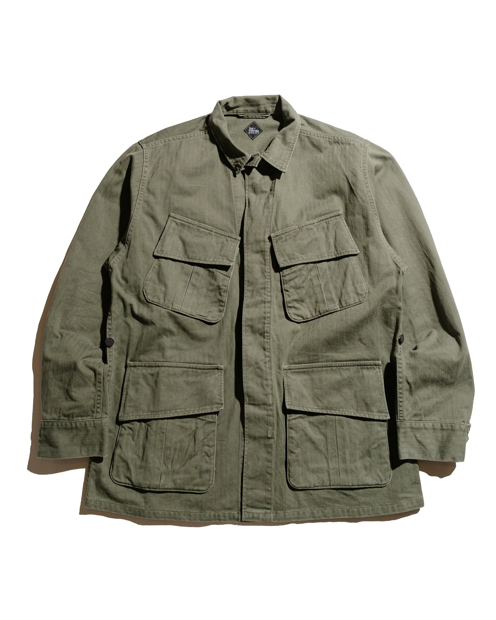The Corona Utility CJ096 Corona Jungle Jacket SZ Military H.B.T Light OG w/ Bio-Wash
