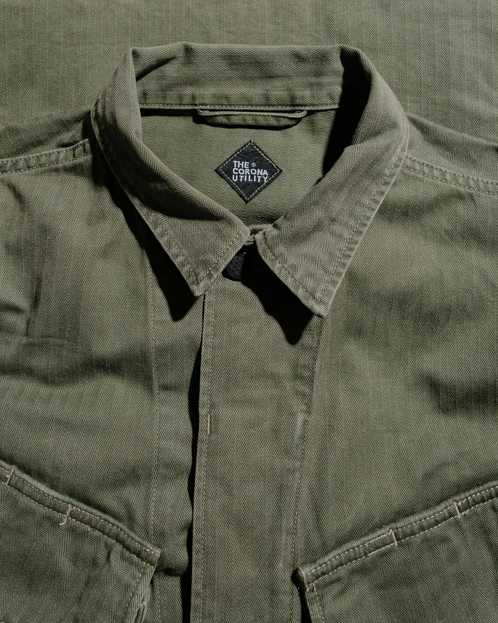 The Corona Utility CJ096 Corona Jungle Jacket SZ Military H.B.T Light OG w/ Bio-Wash